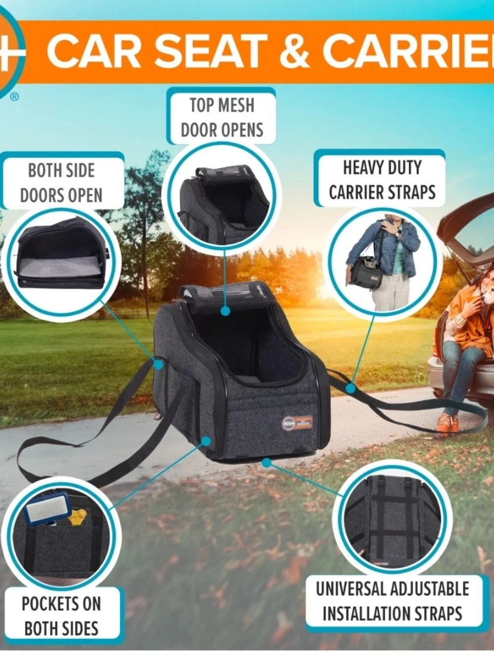 Gray & Black Soft-Sided Dog Carrier